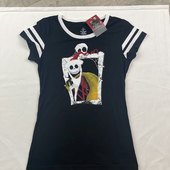 Disney Nightmare Before Christmas Juniors Graphic Tee Jack Skellington Large NWT - Picture 3 of 9